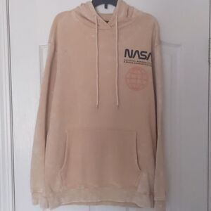 NASA faded look peach color hoodie, men's size medium